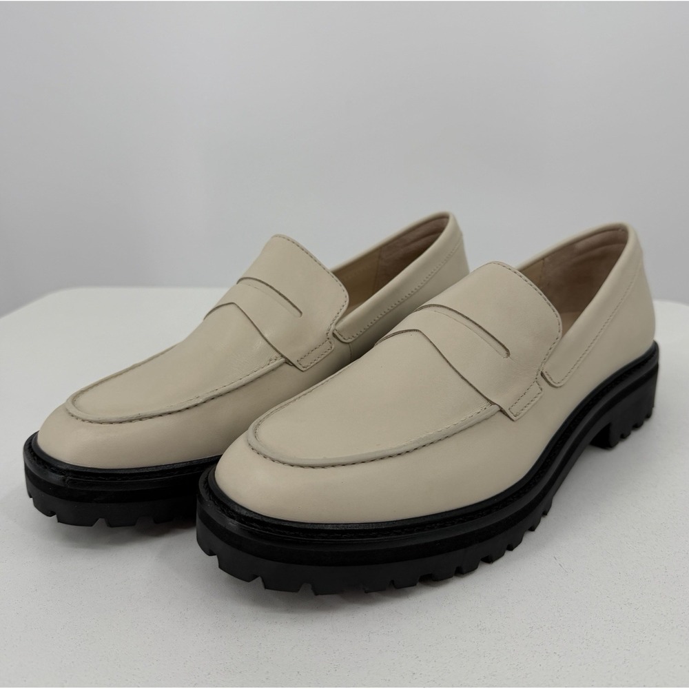 Everlane The Lug Loafer in Parchment/Ivory Leather size 7 Women's Chunky Heel